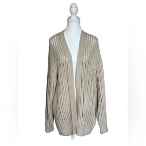 Wilfred Free Open Knit Cotton Cardigan Beige Oversized Chunky Knit Size M